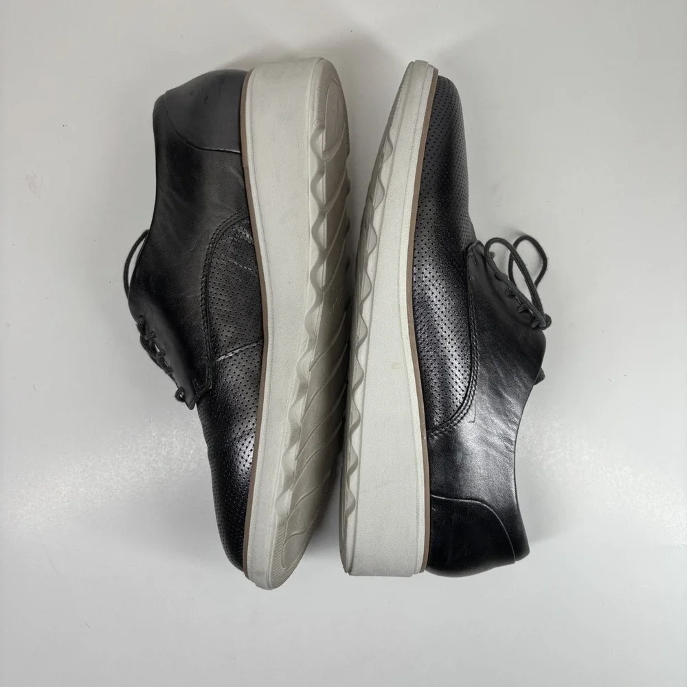 Clarks Sharon Crystal Women's US 11M Pewter Leather Wedge Oxford Shoes Platform